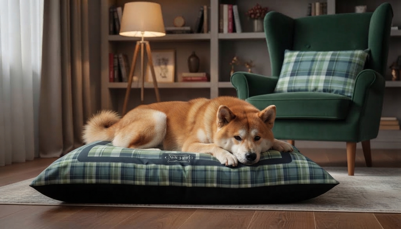 Classy Plaid Cushion Dog Bed