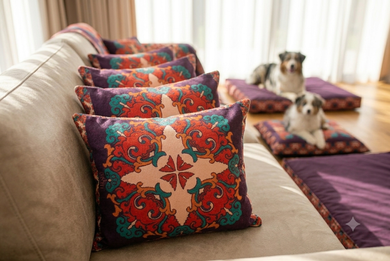 Bohemian Circus Decorative Velvet Cushion